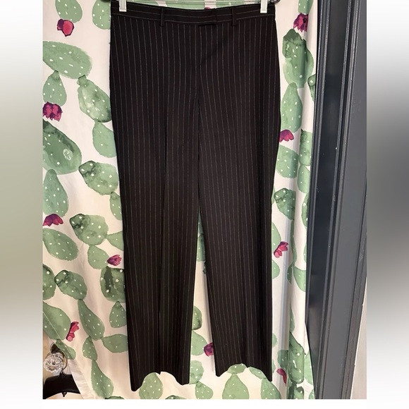 Wool Mark Sag Harbor Black Wool Pinstripe Lined Belted Blazer Jacket Size 8 - Picture 10 of 14